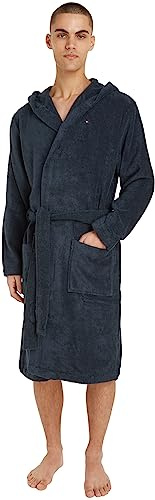Tommy Hilfiger Peignoir de Bain Homme Col Tissu Éponge, Bleu (Navy Blazer), L