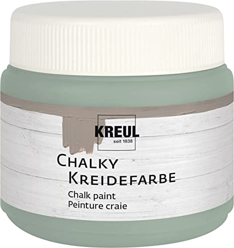 KREUL 75319 - Chalky Kreidefarbe, Kunststoffdose, sanft - matte Farbe, cremig deckend, schnelltrocknend, für Effekte im Used Look, Herbal Green,150 ml (1er Pack)