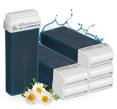 Kosmetex Azulen Wachspatronen Haarentfernung, Roll On Wax Roller, Warmwachspatronen, 6x 100 ml