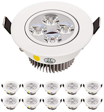 LEDSONLINE 10 Pack 4W (48W Replacement) Kitchen Bathroom Cabinet Boat Shop Office White Recessed Lighting Ceiling Spot Lights 2.5 inch Dimmable Pure White 6000K