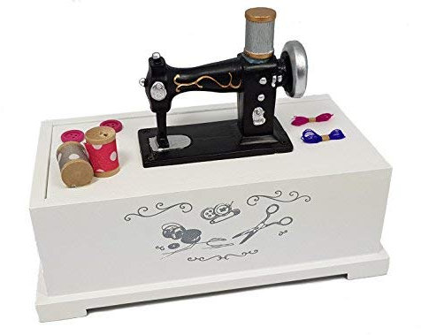 Holz Nähkästchen weiß - Deko Nähkasten Nähmaschine - Nähkiste Nähkorb Näh Box