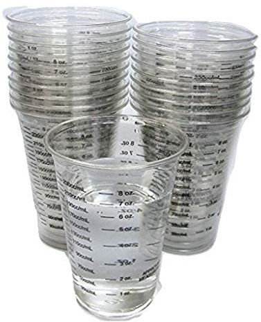 NSI 50 8oz Disposable Graduated Clear Plastic (PET) Cups for Mixing Paint, Stain, Epoxy, Resin