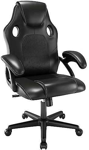 play haha Office Chair,Ergonomic High Back Seat With Breathable Mesh Insert Padded Armrests Durable Base Lumbar Support Faux Leather Surface For Gaming Home Or Office Use Gaming Chair