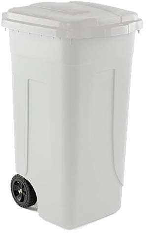 PEBSHOP BIDONE IMMONDIZIA CARRELLATO 45x50xH78 cm. (LT. 80 - Corpo/Coperchio Bianco)