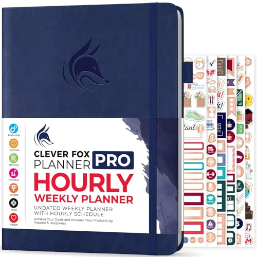 Clever Fox Planner PRO Schedule – Undated Weekly & Monthly Life Organizer with Time Slots & Daily Appointment Book, A4 (Dark Blue)