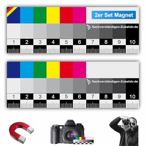 Sachverständigen-Zubehör® Graukarte für Weißabgleich als [Magnet Belichtungsmesser] 2er Set | Fotografie | Farbfächer | ColorChecker | Farbkarten Fotografie | Farbrad Fotobearbeitungsprogramm