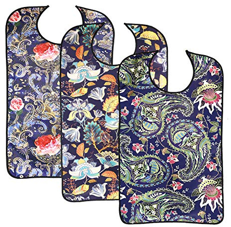 Newthinking Lot de 3 bavoirs lavables avec récupérateur de miettes, lavables et réutilisables pour adultes, personnes âgées et handicapées, bleu, 76,2 x 43,2 cm (L x l)
