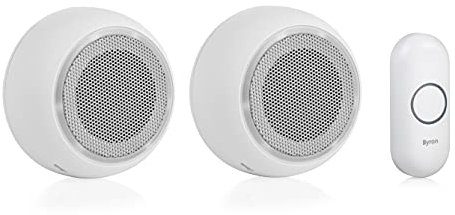 Byron DBY-23514UK Wireless Plug In Doorbell Set, 175m Range, 8 Melodies, Visual Alert System White