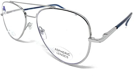 new modèle Lunettes de Lecture Anti lumière Bleue, Gaming, Anti Fatigue, Lunettes d'Ordinateur, pour Homme et Femme Lunettes de Vue Presbyte +0.00 à +3.50 Venice PILOT (Bleu - Argent, +2.50)