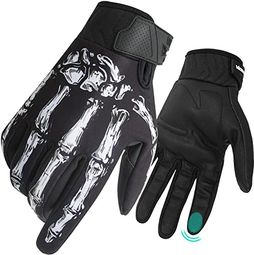 RIGWARL Guanti moto invernali uomo con touchscreen a dieci dita, guanti moto caldi antivento per uomo e donna, guanti termici a scheletro per motocross, ciclismo, MTB, corsa, arrampicata