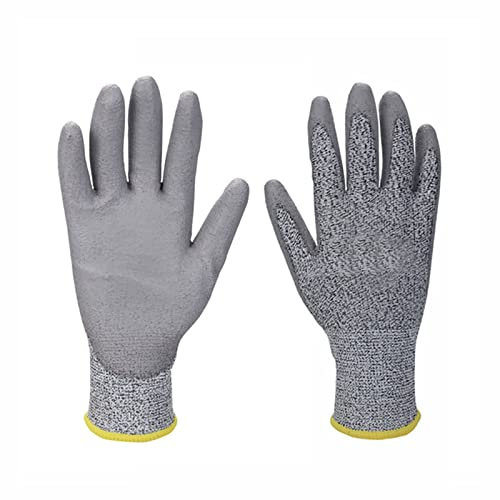 Level 3 Cut Resistant Gloves, Safety Work Gloves, Outdoors PU and HDPE Coated Non-Slip Work Handling Gloves, Good Dexterity Firm Grip Protective Working Gloves for Men Women L/3 Pair