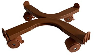 Tecnokit, Carro cuadrado para plantas y flores, dimensiones 22 x 22 cm, tacos ajustables, equipado con 4 ruedas de plástico, carga máxima 90 kg, robusta estructura de acero (terracota)