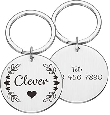 Engraved Pet ID Tags Pet Dog Collar Accessories Custom Dogs Name Tags Anti Lost Personalized Cat Dog Puppy ID Tag Pendant,Silver,S 20.00 x 20.00mm