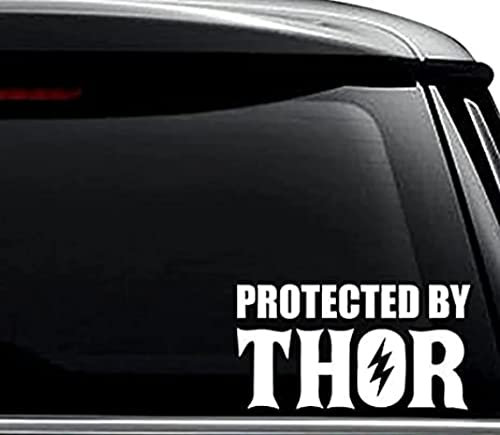 myrockshirt Geschützt durch Thor Protected by Thor Viking Wikinger 15 cm Aufkleber Sticker Autoaufkleber ohne Hintergrund freie Farbwahl