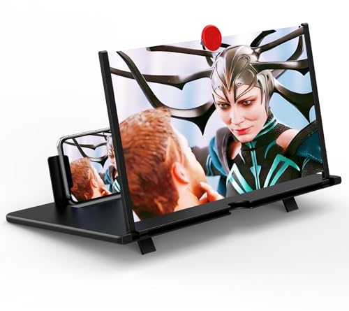 14 Screen Magnifier for Cell Phone,3D Magnifying Projector Screen Enlarger Expander for Movies, Videos, and Gaming, Foldable Phone Stand with Screen Amplifier, Compatible with All Smartphones