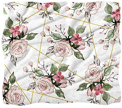 Fleece-Überwurfdecke, rosa Aquarell, Blumen-Rosen-Hintergrund für Couch, Sofa oder Bett, gemütliche, weiche Decken