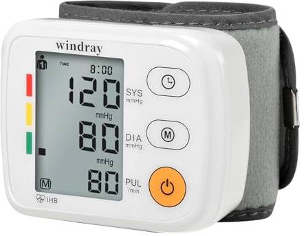 Wrist Blood Pressure Monitors Windray Automatic Digital BP Machine Accurate - Adjustable Cuff,Portable LCD Display 120 * 2 Readings Memory Function