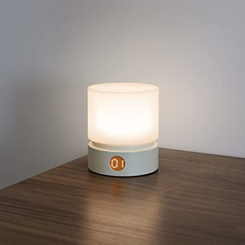 Smilodon LED Nachtlicht mit Timer, dimmbar & wiederaufladbar, weiß | Nachttischlampe für Schlafzimmer, Stilllampe Baby, warmes Stimmungslicht, Einschlafhilfe, Geschenk für alle Altersgruppen