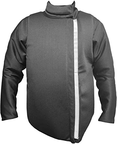 LEONARK Schwarz 350N Light Hema Sparringsjacke Doppelte Verschlüsse Overlays für Hema Langschwert Rapier Säbel Rüstung (350N, M)