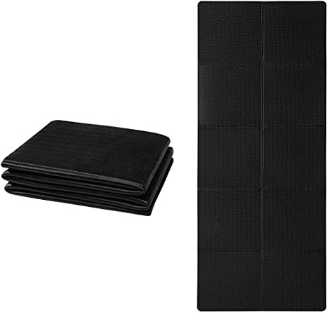 Good Nite Klappbare Yogamatte Rutschfest Tragbare Fitnessmatte Faltbar Leicht Gymnastikmatte Pilates Sport Reiseyogamatte 183 x 61 x 0.6 cm (Schwarz)
