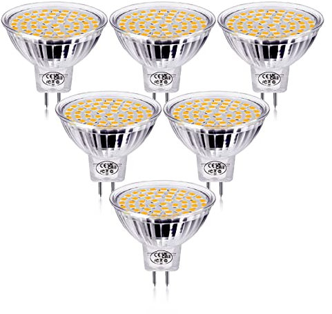 GVOREE GU5.3 MR16 LED Spot Warmweiß, 5W Ersetzt 40W Halogen Lampen,6er-Pack. AC/DC 12V Flimmerfrei, Mr16 Strahler Nicht Dimmbar,120º Abstrahlwinkel