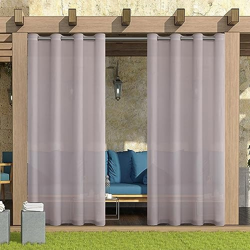 XNSHUN Outdoor Vorhang Wasserdicht Transparent Wetterfest Mit Ösen, 2er Set H 213 X B 132 cm, Grau Transparent Pavillon Vorhänge Für Balkon Terrasse Wasserdicht Sichtschutz Sonnenschutz