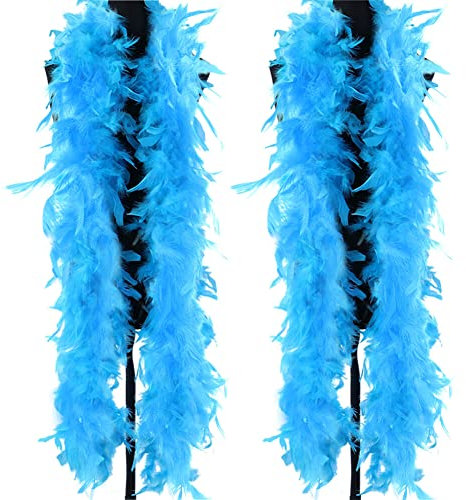2 Stück Federboa, 200cm Federschal Einfarbig Weihnachtsboa Damen Truthahnfedern Flauschige Federboa Weihnachten Girlande Bunte Federboa zum Basteln DIY Gatsby Karneval Halloween Fasching Kostümzubehör