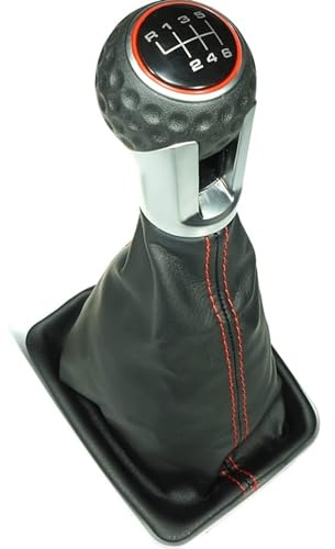 Do!LED Schaltsack Rahmen und Schaltknauf kompatibel für Golf 7 in Golfball Optik 6 Gang rote Naht (lange Knauf-Version)