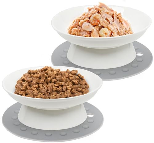 Katzennapf,2 Stück Futternapf Katze Aus Keramik Erhöhter Zervixschutz-Katzennapf Futternapf Katze Erhöht Fressnäpfe Katzen Für Katzen Mit Wasser, Trockenfutter, Nassfutter