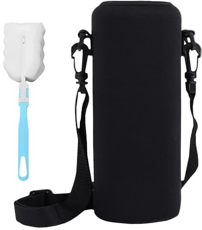 ZGDEIWGF 1 funda para termo, 1 cepillo para tazas, soporte para botella de agua con correa para el hombro, bolsa para botella de agua, bolso bandolera con soporte para botella de agua