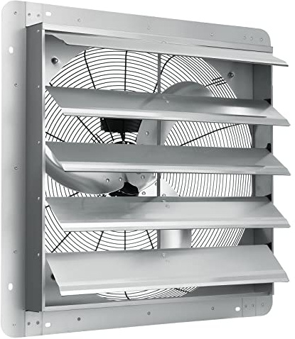VEVOR 24'' Exhaust Fan, Wall Mounted Attic Fan with Variable Speed, 3320 CFM, Automatic Shutter, Ventilation and Cooling, Silver, Fan Only