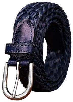 AGUTALITHIC Damen Herren Geflochtener Gürtel Schmaler Flechtgürtel Gewebter Taille Gürtel Verstellbarer Dünner Ledergürtel Für Jeans Hosen Kleid 3cm Breit(105cm/41, Blue)