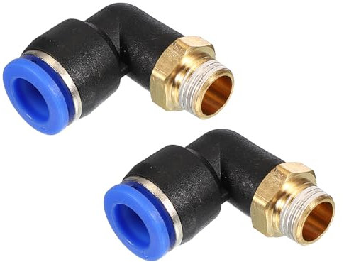 PATIKIL Raccordo a Compressione 1/8, 2Pz Maschio PT Filettato a 90 Gradi Tubo 8mm Raccordi Aria Compressa Gomito e Dritto per Raccordo Tubo Aria, Adattatore Rapido Pneumatico, Blu