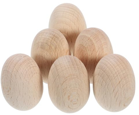 STOBOK 6stücke Holzeier Zum Basteln Künstliche Hühnereier Diy Holzhandwerk Ungefährt Für Künstlerbedarf Und Dekorationen