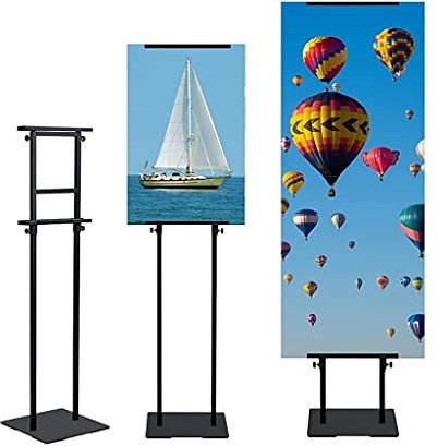 CAFIEDR Plakatständer, Schilderhalter, Bodenständer, doppelseitiger Bannerständer mit Rutschfester Basis, robuster Plakatständer aus Metall, Verstellbarer stehender Schilderhalte(Aufrechter Stil)
