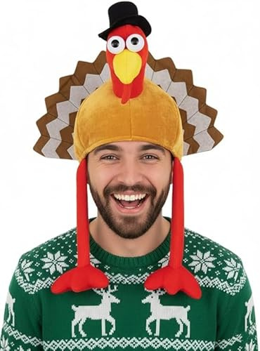 FASHION MY LOVE Chapeau de dinde pour adulte, déguisement pour Noël, fête de Thanksgiving (Turquie avec chapeau)