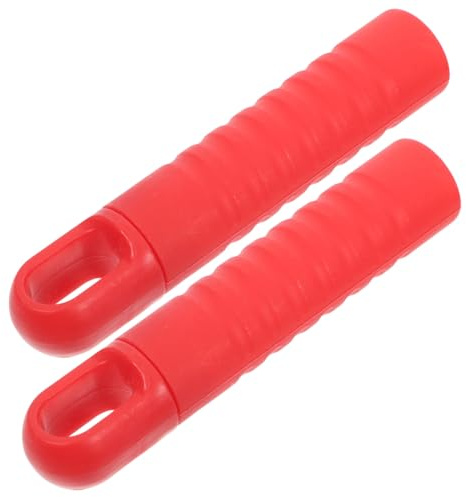 Beaupretty Mop Handle End Caps Versatile Mop and Broom Accessories with Tail Hole 2pcs Plastic Red Anti-Slip Replacement Grips Compatible with Cleaning Tools and Brooms for Home Cleaning