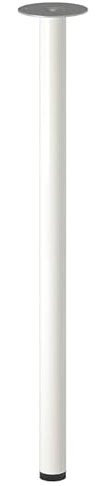 Luckora 70 cm Steel Table Leg – Powder-Coated Metal Leg with Plastic Foot for Tables, Desks, and Furniture Support (1, White)