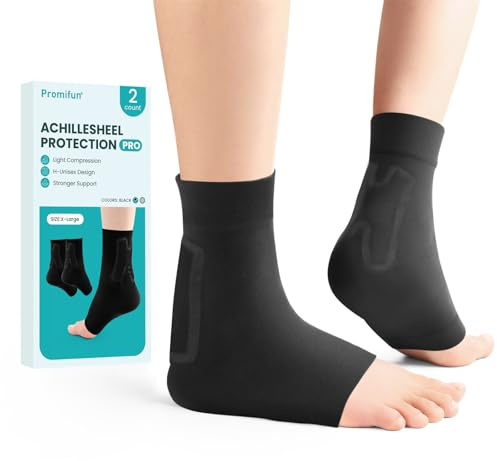 Promifun Protector de Tendón de Aquiles para la Tendonitis - Medias de Protección para el Talón con Compresión, Funda Acolchada, Tobillera, Soporte para el Pie para el Bufón de Haglund, Bursitis