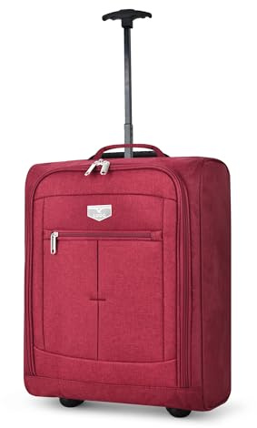 LUGG Cabin Size Lightweight Luggage - Durable 600D Polyester Snowflake Push Up Trolley - Solid Wheels - Easyjet, Ryanair, British Airways - Airway Locker (55x40x20cm)