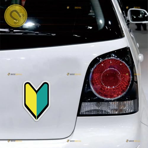 Hoja Wakaba imán para Coche Conductor Nuevo JDM Shoshinsha Marca Pegatina magnética calcomanía - Set de 2 Reflectante 12.7cm - para Auto camión Furgoneta Reutilizable Impermeable