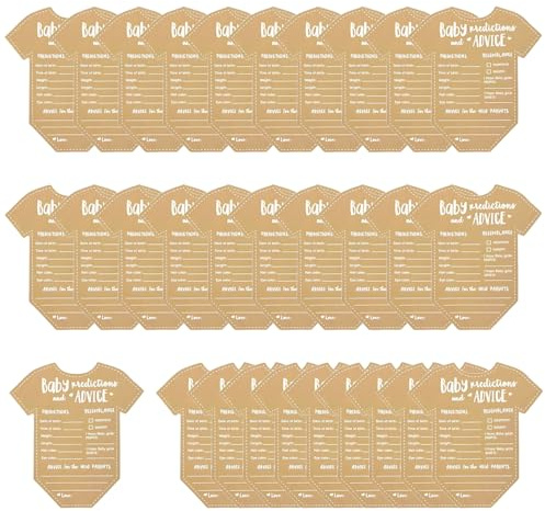 30 Pcs Baby Prediction Cards Baby Shower Decorations, Gender Reveal Cards | Baby jumpsuit design that fits the theme. Write predictive messages and keep them as mementos. Lightweight and easy to store.
