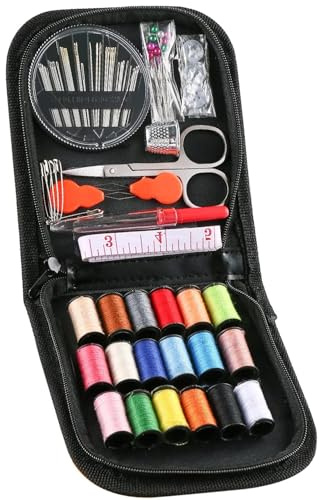 WUBAYI Kit de couture 70 pièces, compact et portable, de voyage, pour la maison, les voyages et les urgences, avec des aiguilles de réparation, des fils et des accessoires essentiels de couture