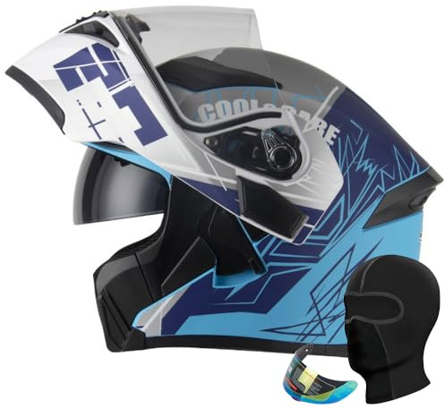 RHBDDHV Motorrad Klapphelm ECE Zertifiziert, Motorradhelm mit Doppelvisier, Integralhelm, für Erwachsene Männer Frauen für Modular Helm Scooter Roller Mopedhelm Pendeln Langstrecke