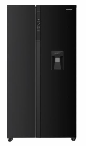 HEINNER HSBS-HM529NFBKWDE++ Side-by-Side Kühlschrank – 529 L, Energieklasse E, Frost-Free, LED-Display, Multi-Air Flow, verstellbare Ablagen, Zwarte, inkl. 5‑Jahres-Garantie (Zwarte, 529 Liter) | Full No Frost, Inverter Kompressor, LED Touch Display, Wasserspender, Energieklasse E