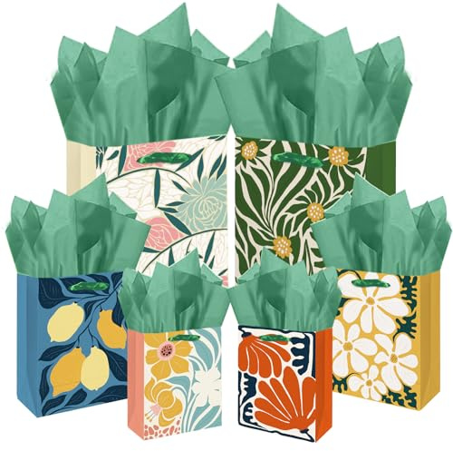 Bolsas de regalo Gcardist Clash Flowers de papel, varios tamaños, 10 unidades, bolsas para regalos de fiesta, bolsas de cumpleaños