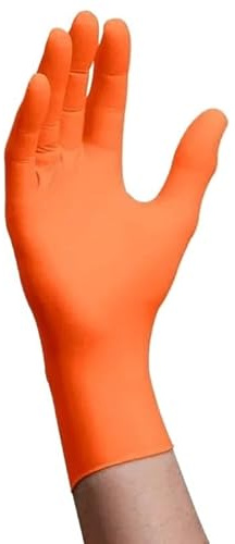 10-100 guanti in nitrile arancioni resistenti, senza lattice, usa e getta, for pulizie commerciali, studi di tatuaggi, cucine, progetti fai da te(20PCS,S)