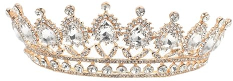 Tiara de Boda de Aleación Dorada Brillo para Novia | Adorno Nupcial Delicado y Sencillo, Joyería Decorativa para Ocasiones Obsequios y Thanksgiving