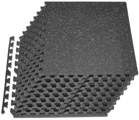 VEVOR Gymgolv skyddande pusselmatta set 12 stycken 610 x 610 x 20 mm, EVA skummattor med grå prickar gymnastik gym kontor hem träning