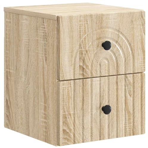Générique Armadio da comodino da parete vintage in legno di ingegneria, piccolo ripostiglio sospeso con cassetti, 33 x 34,5 x 40 cm, ideale per soggiorno o camera da letto